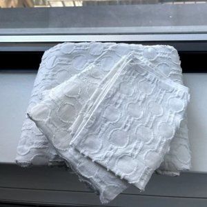 West Elm Organic Pleated Grid Duvet, Full/Queen and Standard Shams